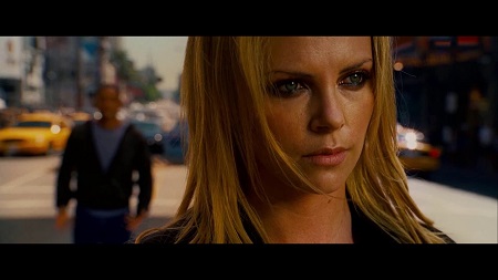 Theron on one of the scenes of Hancock